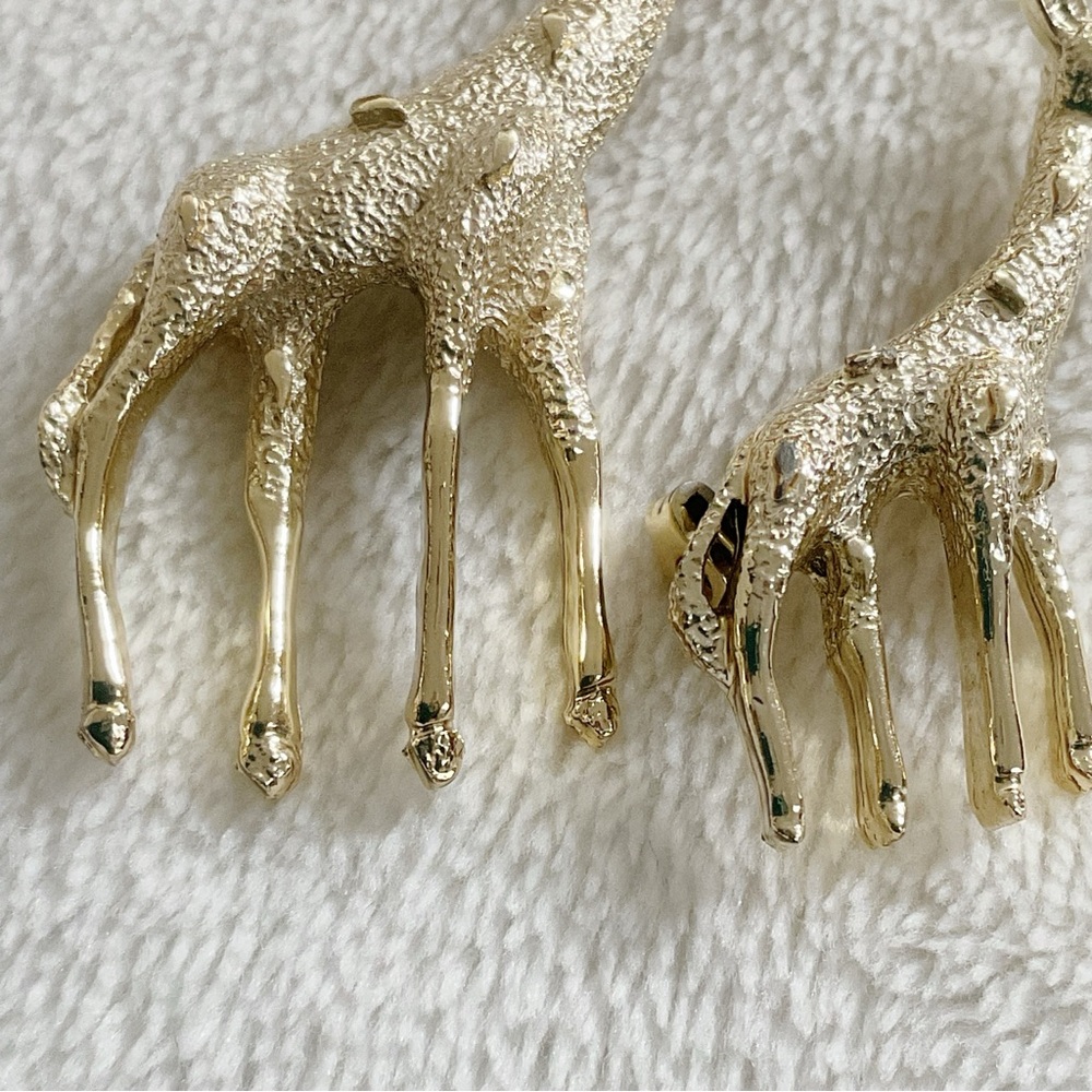 Vintage 1970s Giraffe Brooch Set – Mother & Baby Figural Animal Pins Rhinestone - Picture 5 of 13